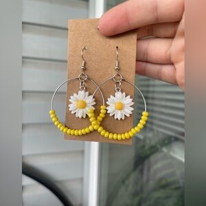Yellow daisy hoop earrings
